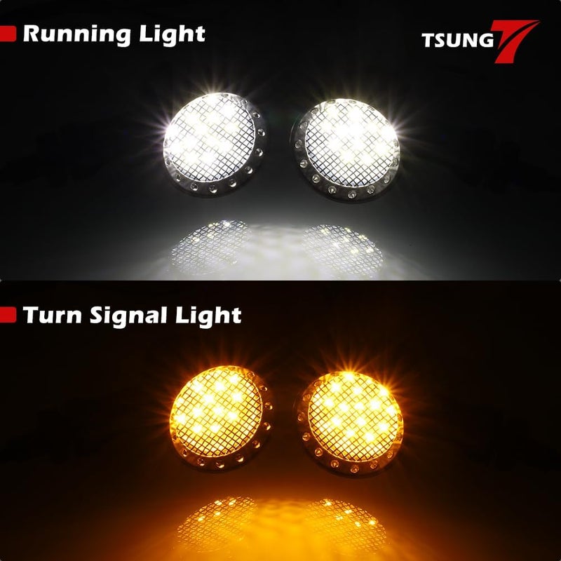 TSUNG 2PCS Motorcycle Bullet LED Front Turn Signal White Amber Light SMD Blinker Indicator for Cruiser Chopper Bobber Cafe Racer Street Bike (SMD-Chrome-White&Amber) - Image 3